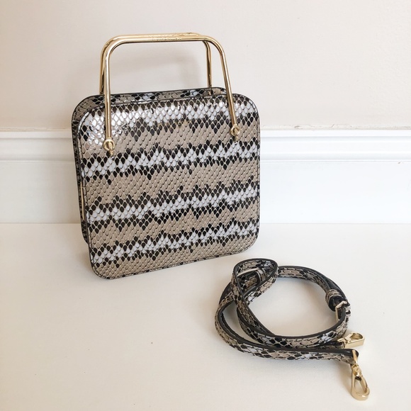[Henri Bendel] Metal Handle Crossbody - Snakeskin - Picture 1 of 4
